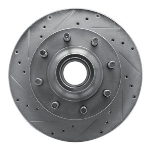 Ford E-350 Econoline Brake Rotor (1) - Front Left - R1 Concepts - Drilled & Slotted - Silver - `95-`07